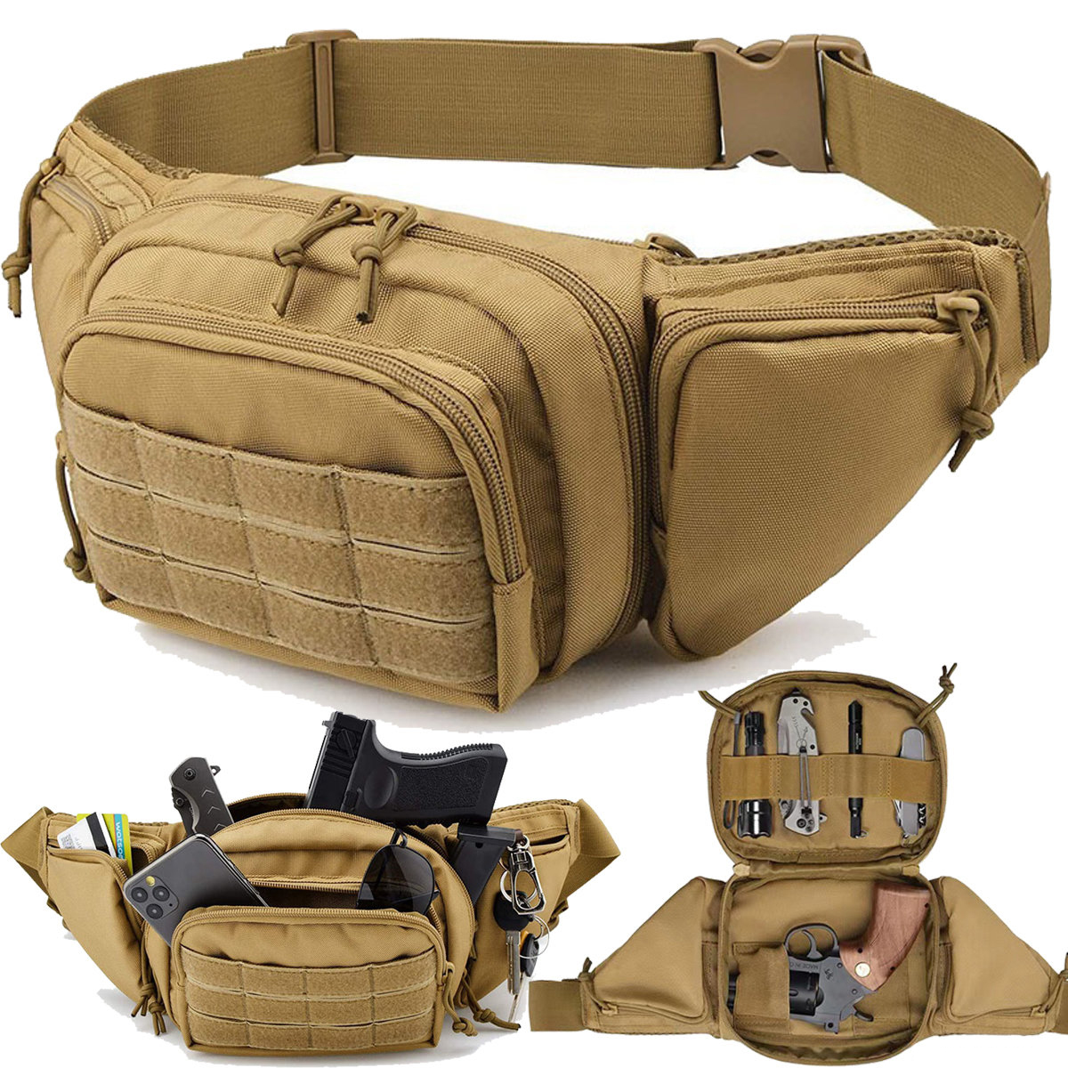 Outdoor Hunting Packs - กระเป๋าคาดเอวสำหรับล่าสัตว์ กระเป๋าคาดเอวแบบยุทธวิธีสำหรับผู้ชาย กันน้ำ ระบบมอลล์ สำหรับเดินป่า ปีนเขา