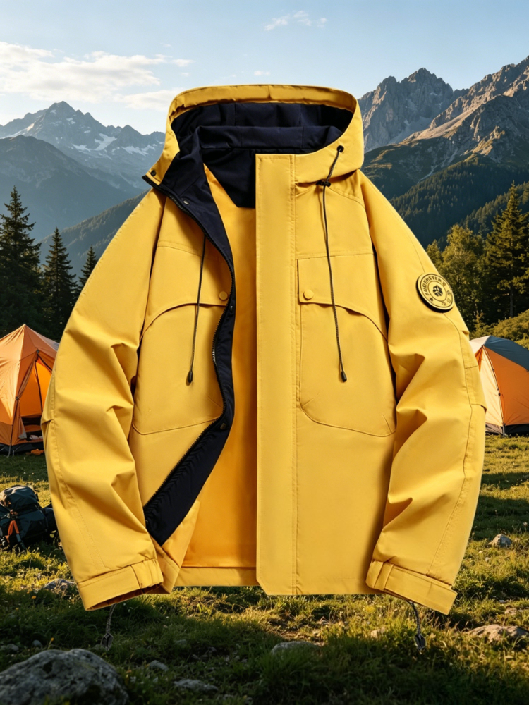Hunting Outdoor Shop - เสื้อแจ็คเก็ตกันน้ำสำหรับฤดูใบไม้ร่วงสำหรับผู้ชาย มีฮู้ด เหมาะสำหรับการล่าสัตว์ วิ่ง เดินป่า ตกปลา