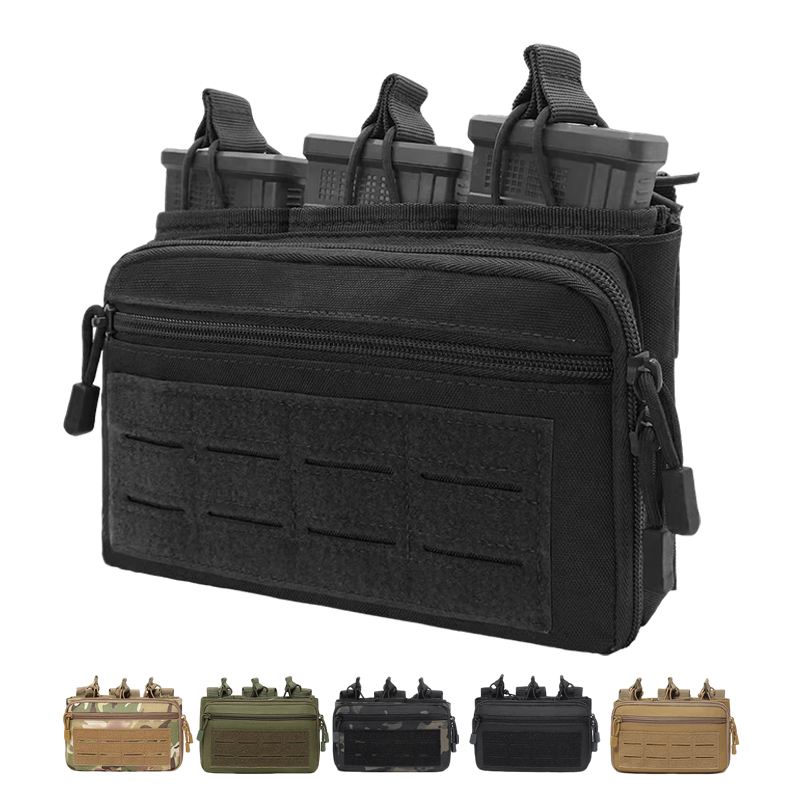 Hunting Outdoor Stores - กระเป๋าใส่แม็กกาซีนแบบ Molle กระเป๋าใส่แม็กกาซีน 3 ช่อง กระเป๋าใส่แม็กกาซีนปืนไรเฟิล