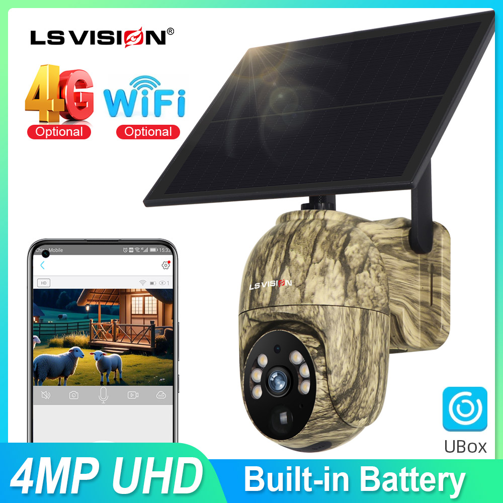 Outdoor Hunting Camera Wireless - LS Vision กล้องกล้องวงจรปิดโซลาร์เซลล์กลางแจ้งแบบ2K กล้องล่าสัตว์4G ไร้สาย4MP Wi-Fi
