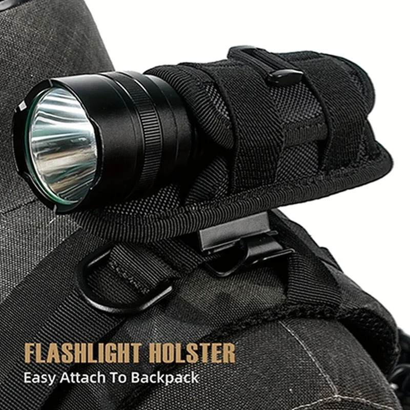 Outdoor Hunting Lights - ซองใส่ไฟฉายยุทธวิธี ทำจากไนลอน สำหรับเข็มขัดพกพา ใช้กับเข็มขัดสำหรับปฏิบัติหน้าที่ ล่าสัตว์ หมุนได้