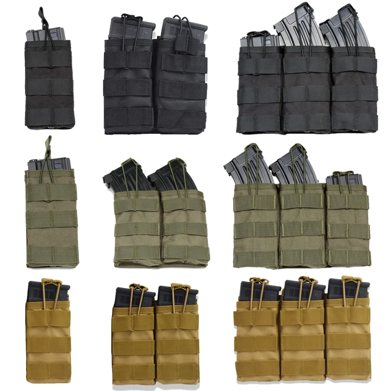 Hunting Outdoor Stores - กระเป๋าใส่แม็กกาซีนแบบเดี่ยวและแบบคู่และแบบสามช่อง Tactical Molle สำหรับปืนอัดลม AK 7.62