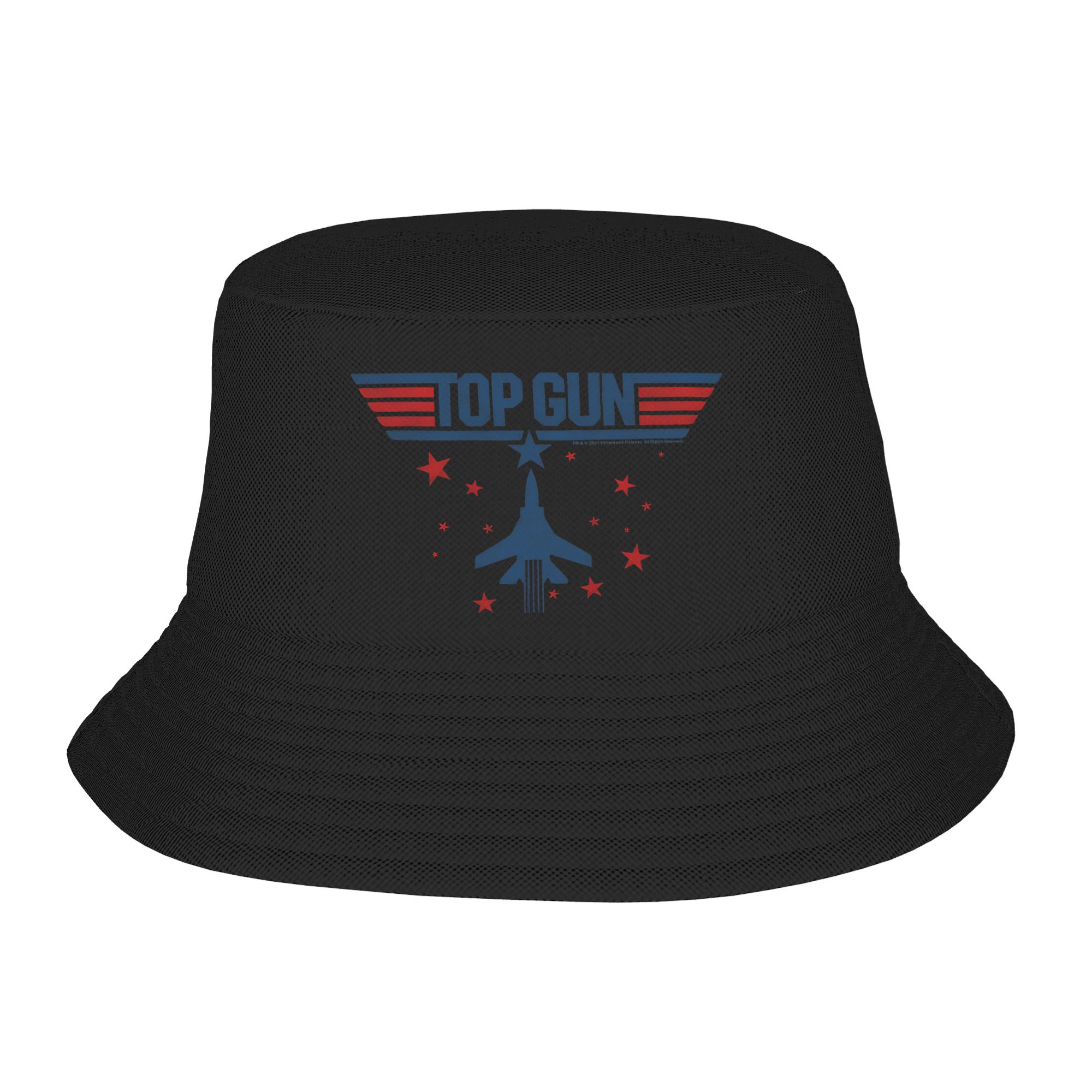 Hunting Outdoor Logos - หมวกบักเก็ต Top Gun คลาสสิค วินเทจ สีน้ำเงินและแดง