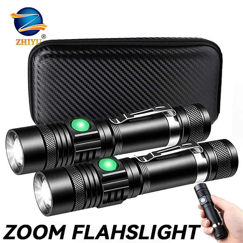 Outdoor Hunting Lights - ไฟฉาย LED T6 แบบชาร์จไฟได้, ไฟฉายซูมได้ 18650,