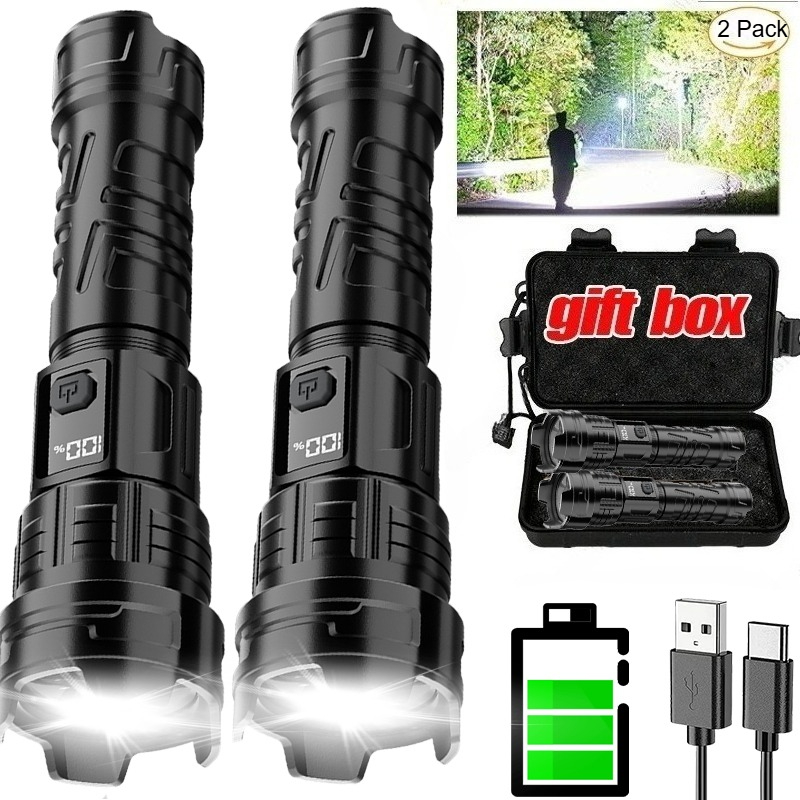 Outdoor Hunting Lights - ไฟฉาย LED Super Bright USB ชาร์จไฟฉายกลางแจ้งซูมตกปลาล่าสัตว์