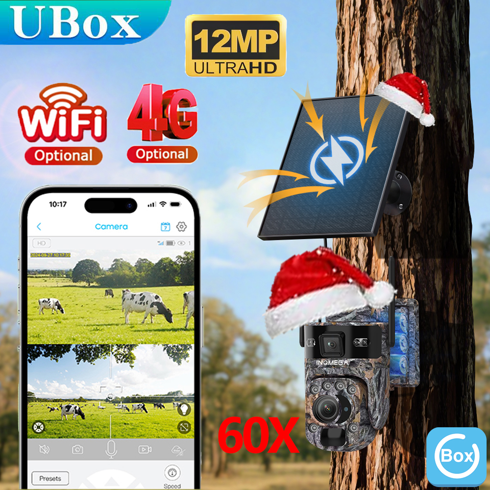 Outdoor Hunting Camera Wireless - กล้องติดตามสัตว์ป่า INQMEGA 6K 12MP 4G พลังงานแสงอาทิตย์