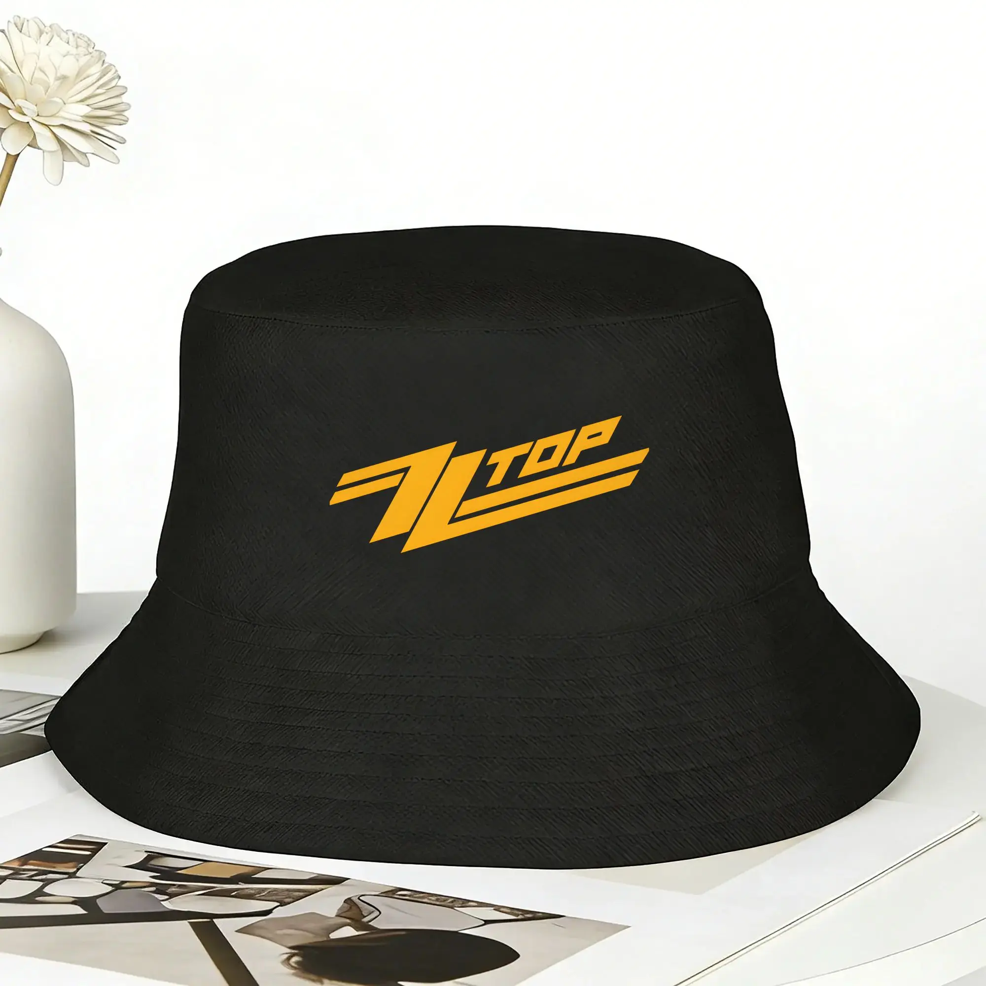 Hunting Outdoor Logos - หมวกบักเก็ตโลโก้ ZZ Top แบบใหม่ สไตล์สตรีท หมวกชาวประมงสำหรับผู้ชาย