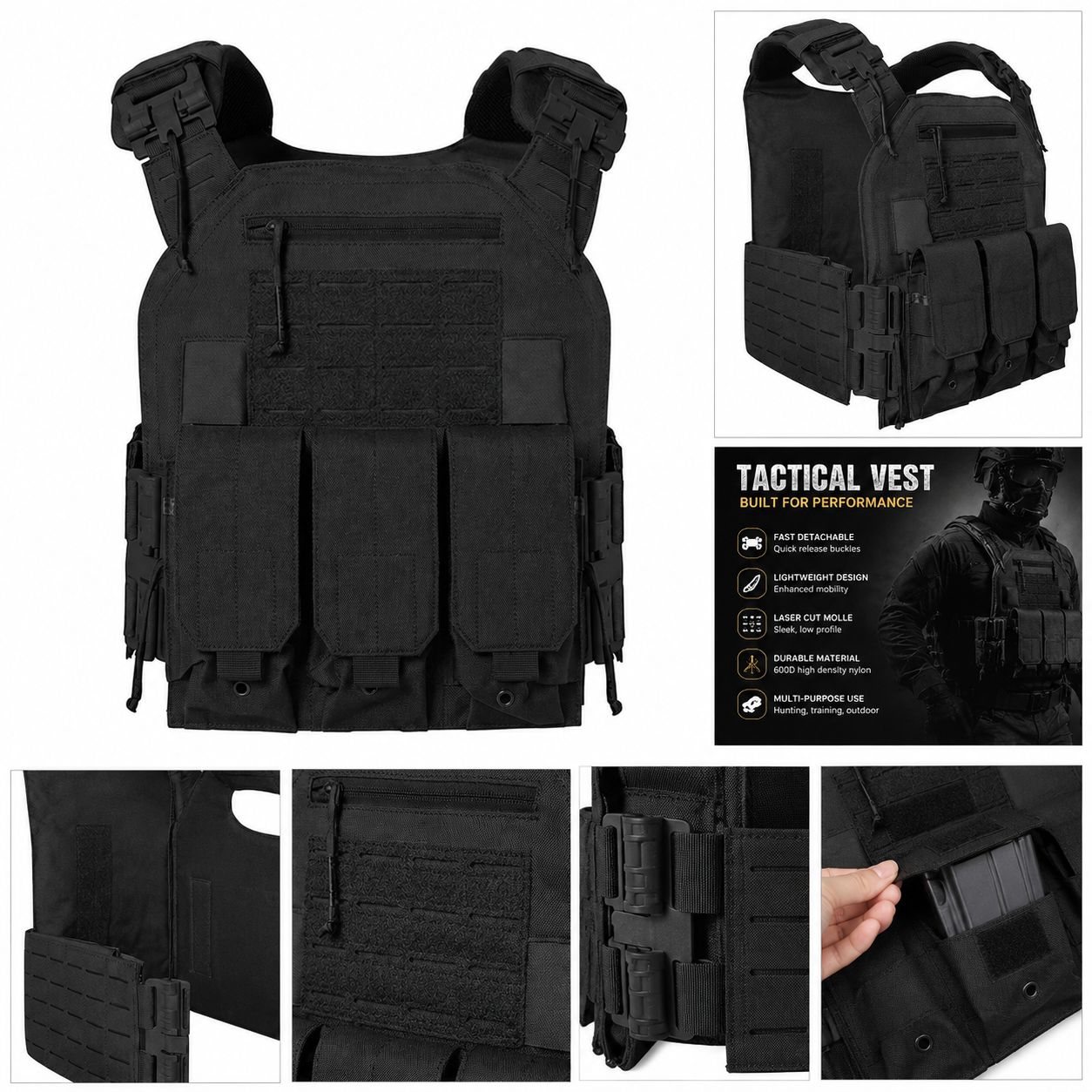 เสื้อกั๊กยุทธวิธีแบบถอดประกอบเ - Outdoor Hunting Packs บทวิจารณ์และราคา