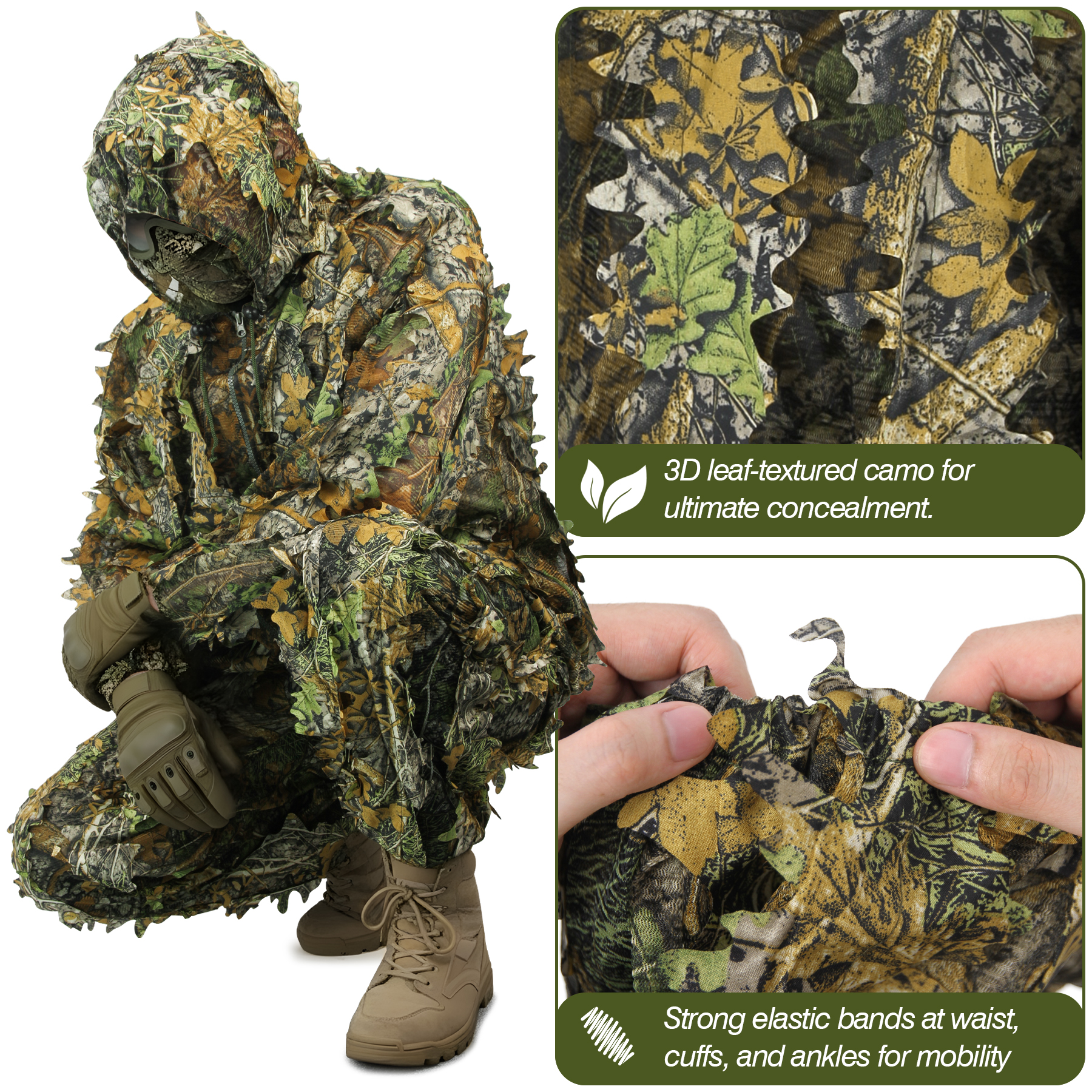ชุดพรางลายใบไม้ 3 มิติ ระบายอา - Outdoor Hunting Photography บทวิจารณ์และราคา