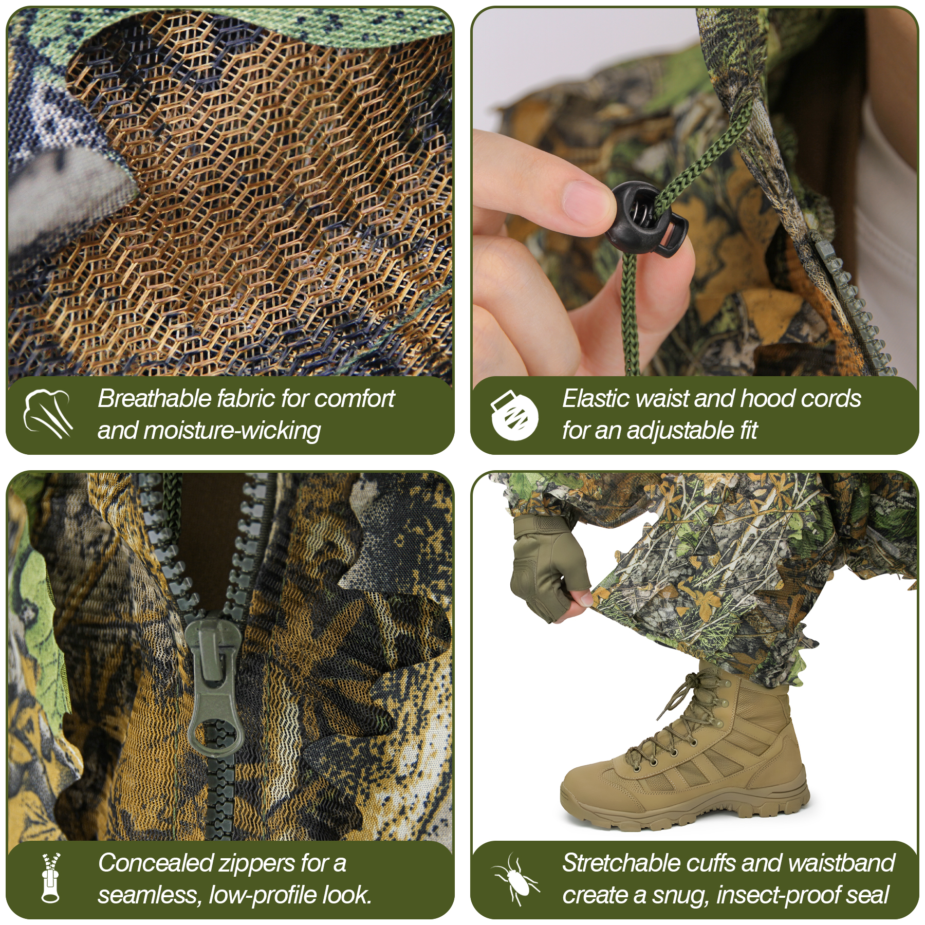 ชุดพรางลายใบไม้ 3 มิติ ระบายอา - Outdoor Hunting Photography บทวิจารณ์และราคา