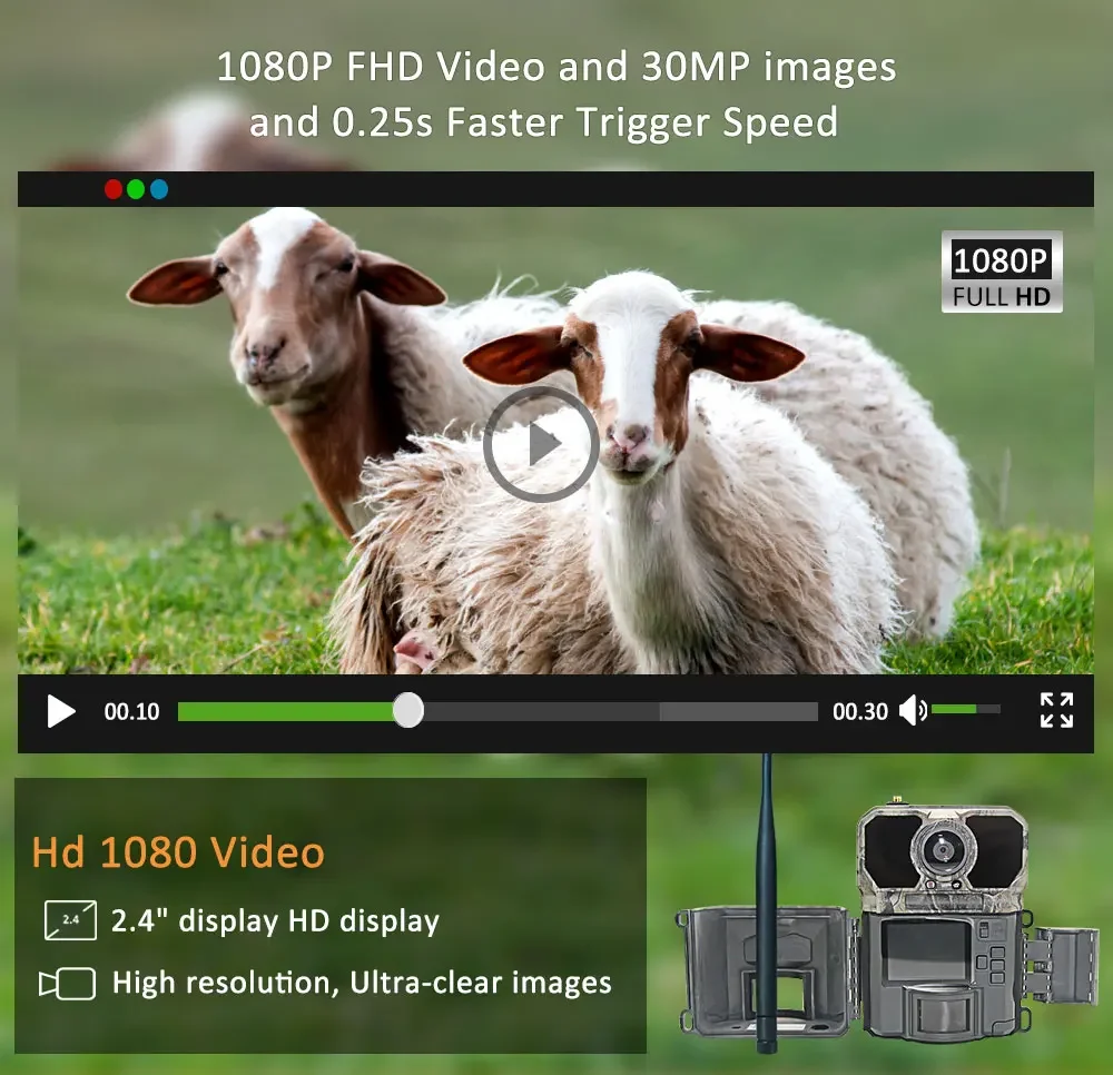 กล้องติดตามสัตว์ป่า 4G 30MP/10 - Outdoor Hunting Camera Wireless บทวิจารณ์และราคา